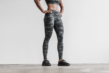 Nobull Mid-Rise Plush Heather Women's Tights Grey Camo | Australia (BN8246)